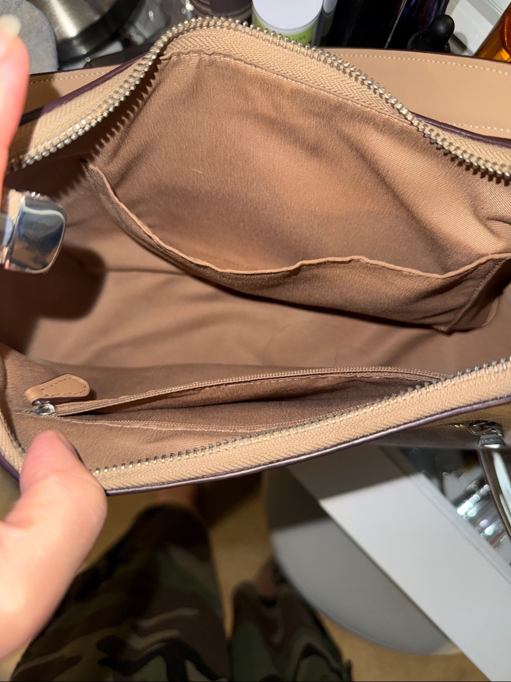 Coach Signature Pebbled Shoulder Bag in Light Taupe - Picture 9 of 16